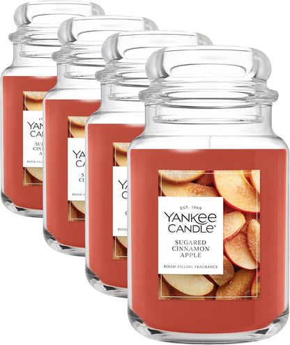 Yankee Candle Sugared Cinnamon Apple, Scented Candle, 22oz Large Jar with up to 150 Hour Burn Time, Giftable