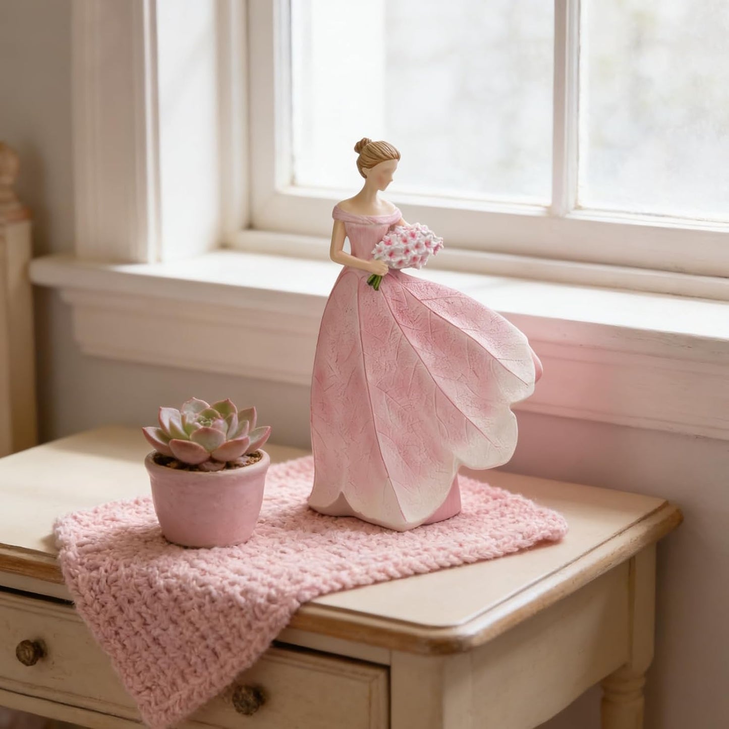 Guichifun Fairy Statue Collection Home Decoration - Leaf Angel Girls Resin Modern Table Decor for Living Room Office Sculpture Decor for Women Indoor Rustic Figurines Gift 5 x 3 x 7.5 Inch