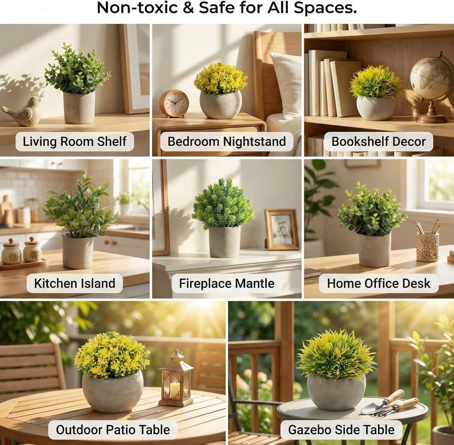 3 Pack Mini Potted Fake Plants Artificial Eucalyptus & Greenery Topiaries with 6 Butterflies,Artificial Plants for Shelf Desk Home Bathroom Farmhouse Room Coffee Table Decor