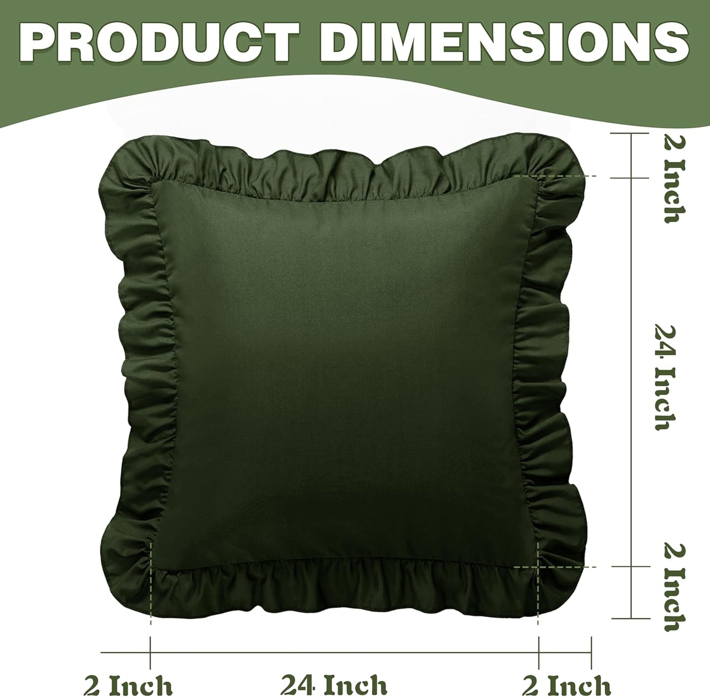 KKJIAF Ruffle Pillow Cases 26x26 Inches, White Square Ruffled Pillow Covers Set of 2, Microfiber Wrinkle Resistant Pillow Shams with Envelope Closure for Sofa Bed Living Room