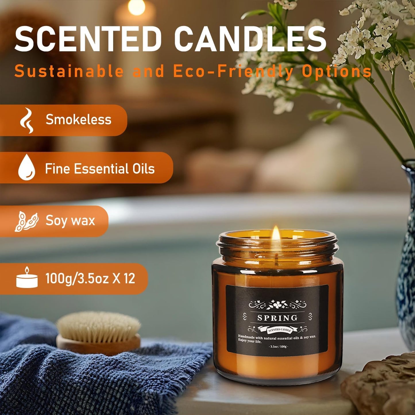 Howemon 24 Pack Scented Candles Set for Home, Relaxing Stress Relief, Aromatherapy - Natural Soy Wax and Fragrance - Gifts for Women, Mom, Best Friend, Wife, Birthday