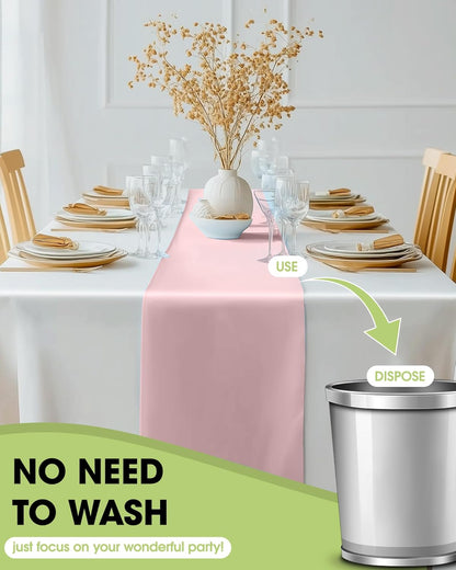 Pureegg Gold Plastic Table Runners - 10 Pack, 14'' x 108'', Water Resistant & Disposable Centerpiece Decorations for Table Cloth, Wedding, Birthday, Holiday, Baby Shower, Party, Home Decor