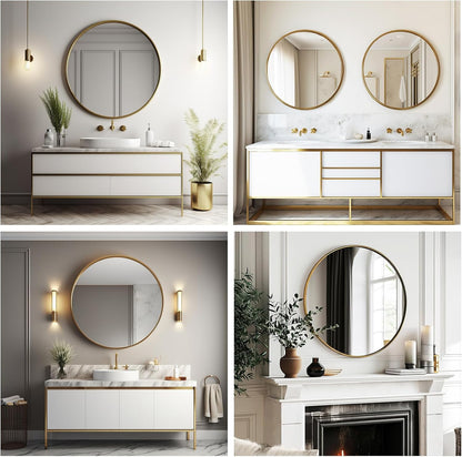 Sunniry Black Round Mirror, Round Mirror 24 inch, Black Circle Mirrors Matte Metal Frame, Wall Mounted Mirrors for Living Room, Bathroom, Wall, Entryway.