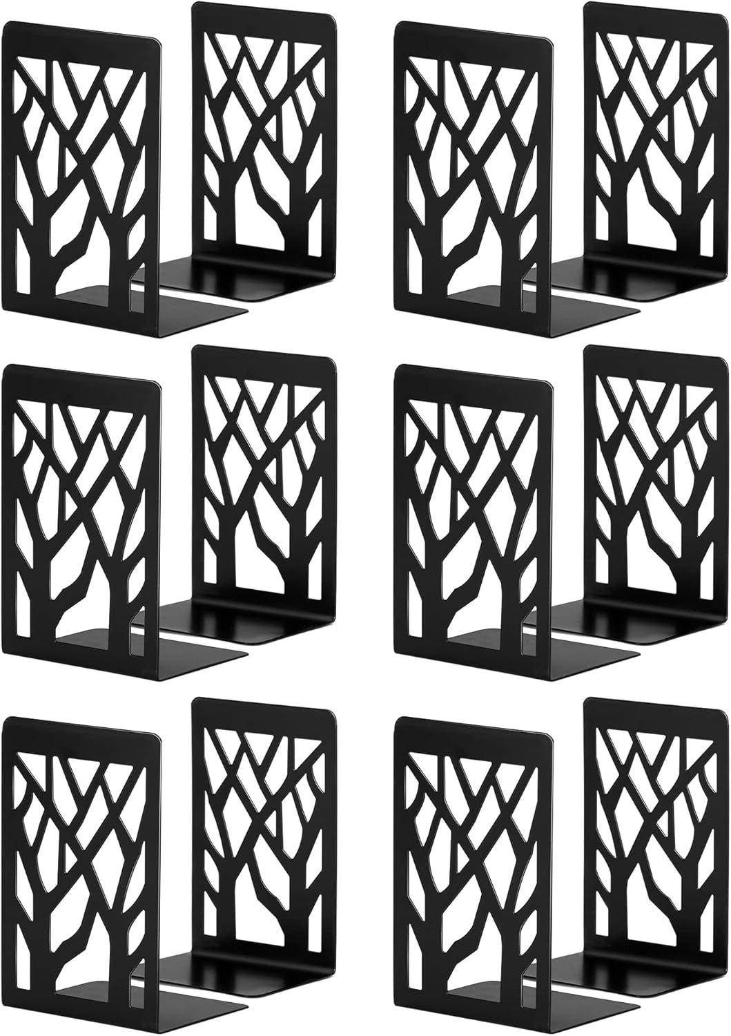 Book Ends, Bookends, Bookends for Shelves, Bookend, Book Ends for Heavy Books, Black Metal Book Shelf Holder Home Decorative, Book Stoppers for Shelves 3 Pair