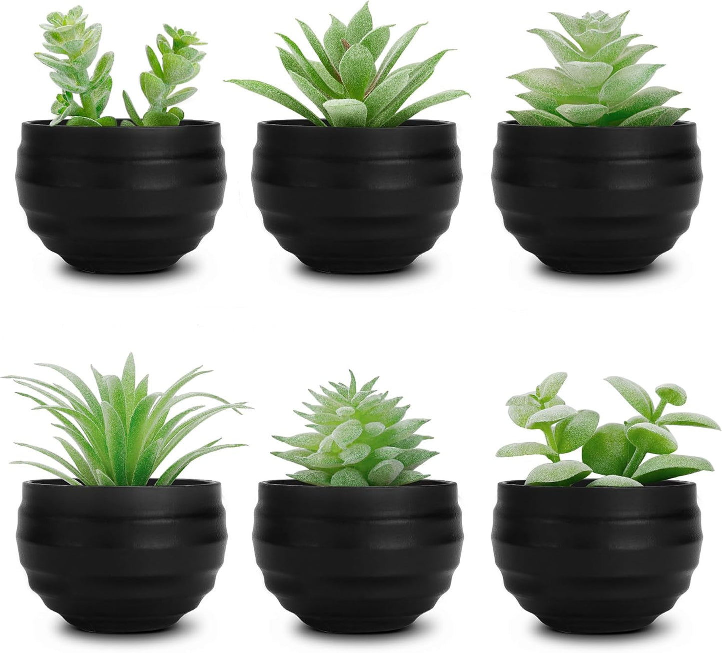 Der Rose Set of 6 Succulents Plants Artificial in Pots Small Fake Plants for Bedroom Aesthetic Living Room Shelf Bathroom Decor Office Desk Accessories