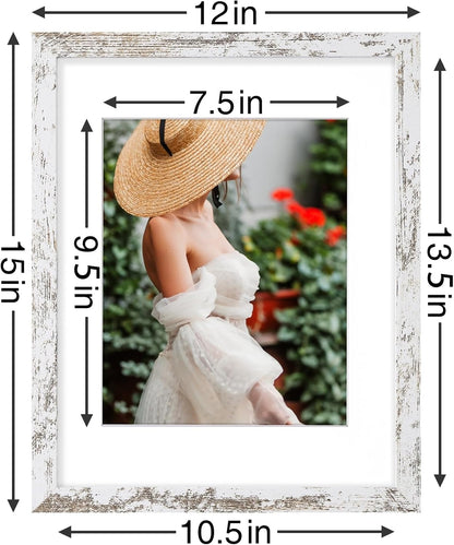 Vittanly 8x10 Picture Frames Set of 9, Shatter Resistant Plexiglass, Display 5x7 Pictures with Mat or 8x10 without Mat, Photo Frames for Wall or Tabletop, Engineered Wood, Black - Colors A
