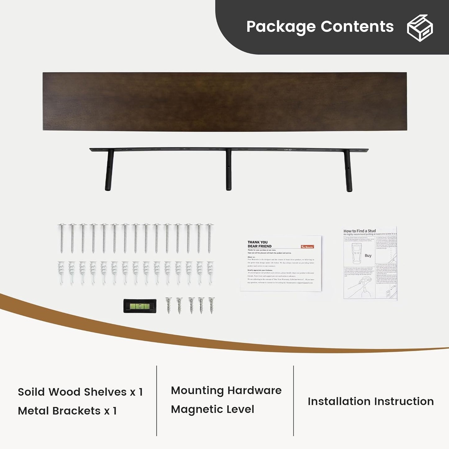 Floating Shelves 36 Inches Long - 8 Inch Deep Rustic Premium Solid Pine Wood for Storage - Farmhouse Wall Mounted for Living Room - Heavy-Duty Metal Bracket - 36" W x 8" D - Set of 2 - White Color