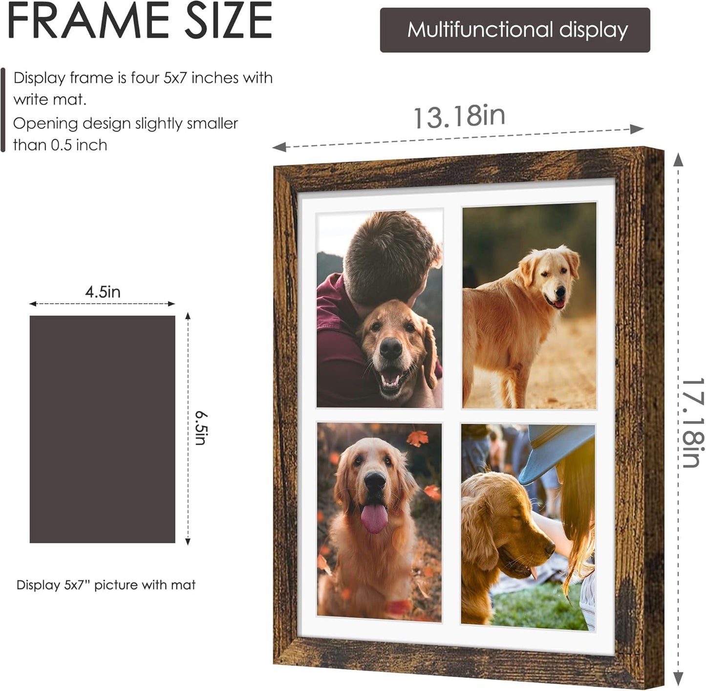 DUENPY 14x26 Collage Picture Frame 4x6 Collage Picture Frame Displays Twelve 4x6 inch Photos Available Horizontal Wall Mounting Display and Vertical Black - Colors A