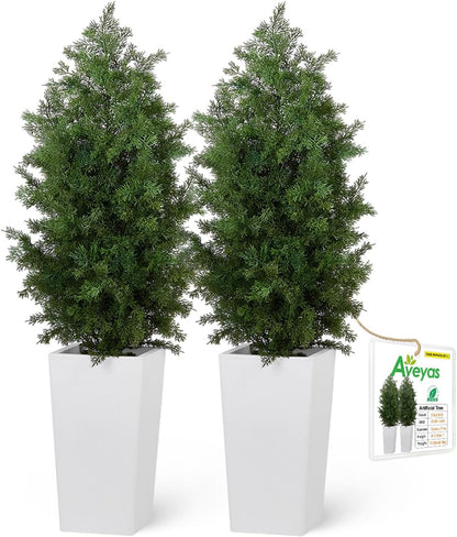 Aveyas 7ft Artificial Olive Tree for Home Decor, 7 Feet Large Faux Plant Fake Skinny Silk Trees with Pot for Indoor Outdoor House Living Room Office (7 ft Tall Including Raised Pot)