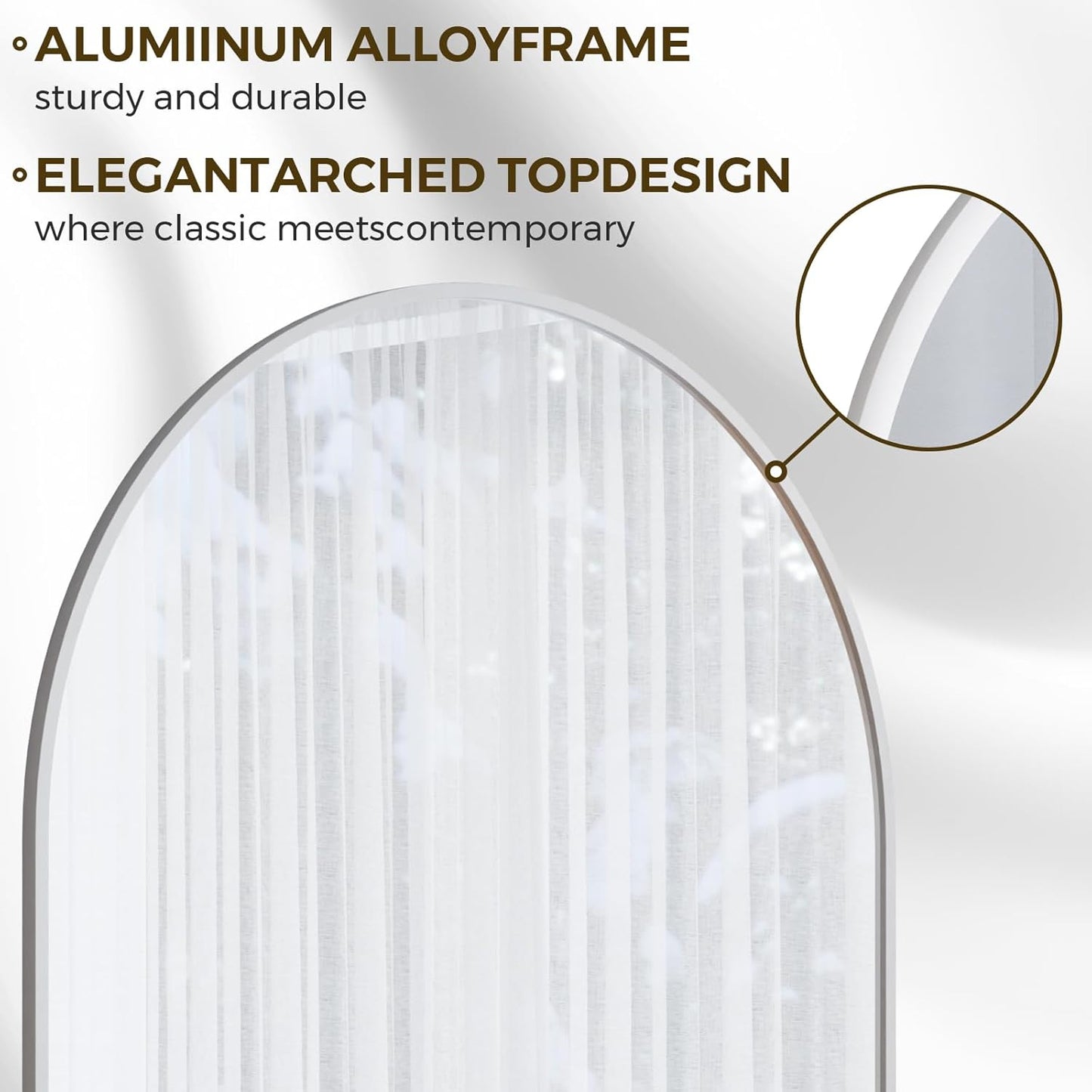 Koonmi 30"x71" Arched Full Length Mirror, Gold Large Floor Mirror with Aluminum Alloy Frame, Standing Hanging or Leaning Wall-Mounted Full Body Mirror for Living Room and Bedroom