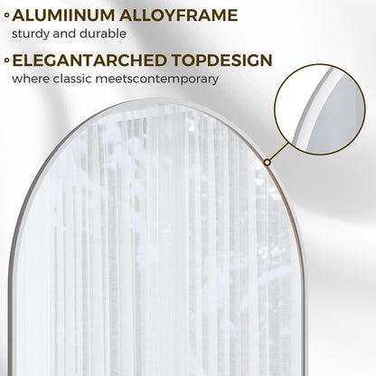 Koonmi 30"x71" Arched Full Length Mirror, Gold Large Floor Mirror with Aluminum Alloy Frame, Standing Hanging or Leaning Wall-Mounted Full Body Mirror for Living Room and Bedroom