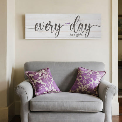 Quotes Wall Decor Enjoy the Little Things Sign Family Wall Signs Canvas Prints Rustic Wooden Wall Art Wood Pictures for Living Room Bedroom Office Home Decor, 6 X 17 Inch Framed