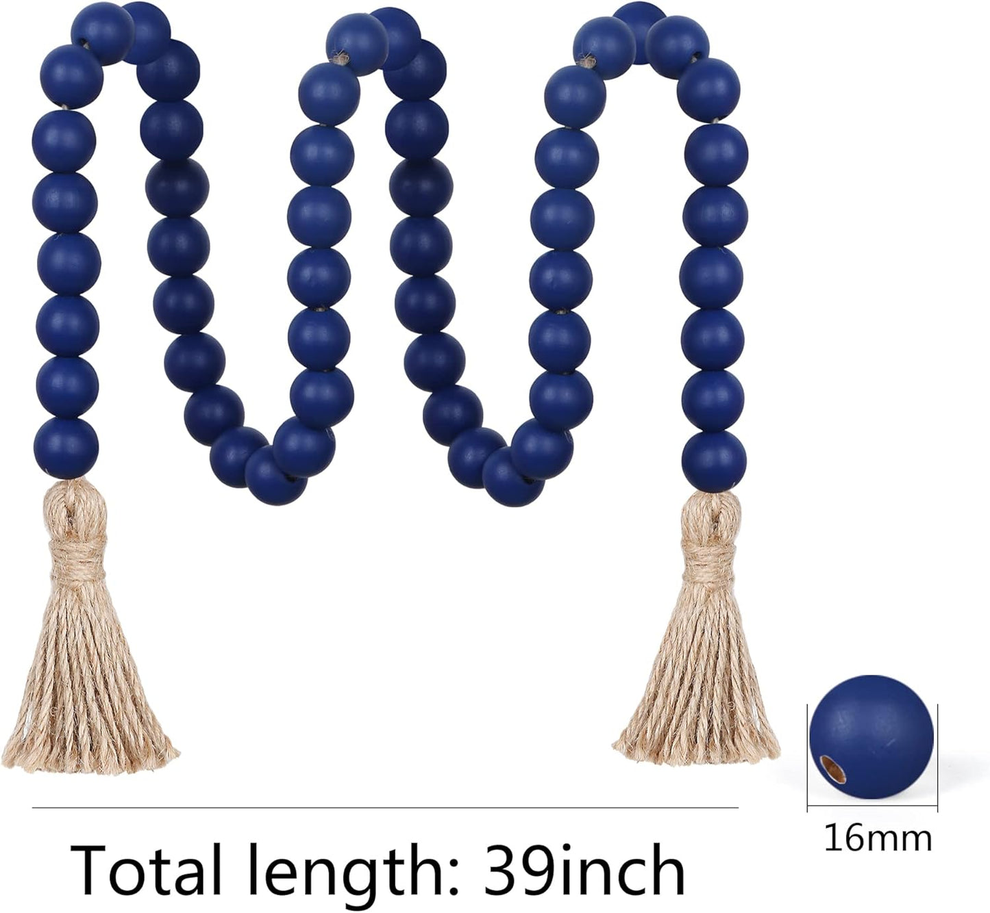 Meplait 39in Wood Bead Garland Farmhouse with Tassels,Versatile Prayer Beads Boho Chic Wall Hanging Home Decor (Black)