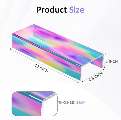 Sezanrpt Acrylic Shelf Riser 12x4.7x3 pack of 2, Desktop Rectangular Acrylic Tray Pedestal Stand for Funko Pop Figure, Bags, 12x4.7x3 Inch