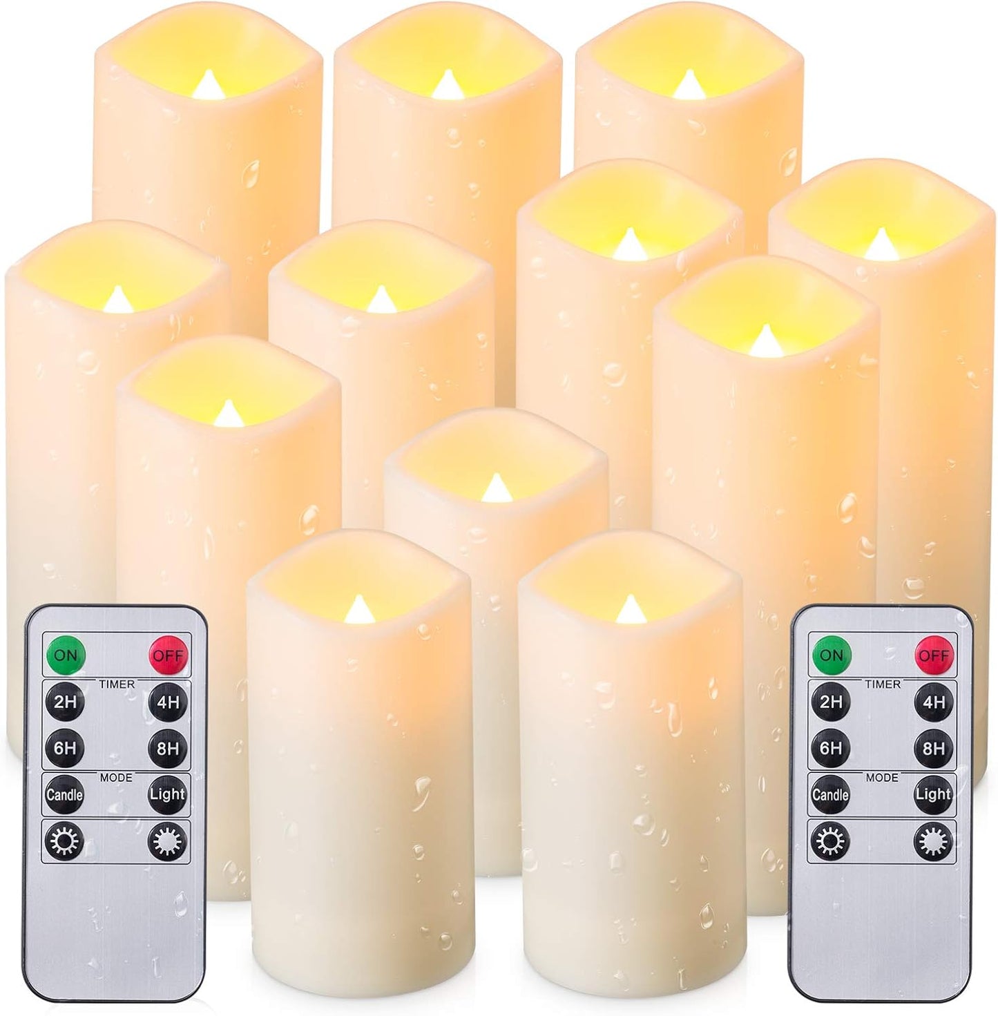 Enpornk Set of 24 Flameless Led Battery Opeated (D2.2'' x H4''5''6'') Waterproof Outdoor Indoor Candles with 10-Key Remotes and Cycling 24 Hours Timer