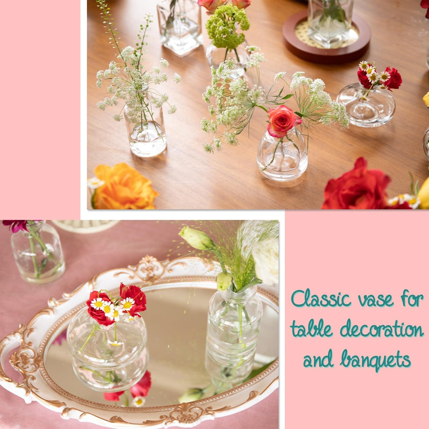 Bud Vases Set of 12, Clear Glass Bud Vase in Bulk, Small Vases for Centerpiece Mini Modern Flower Vase Transparent, Wedding Party Table Home Decor