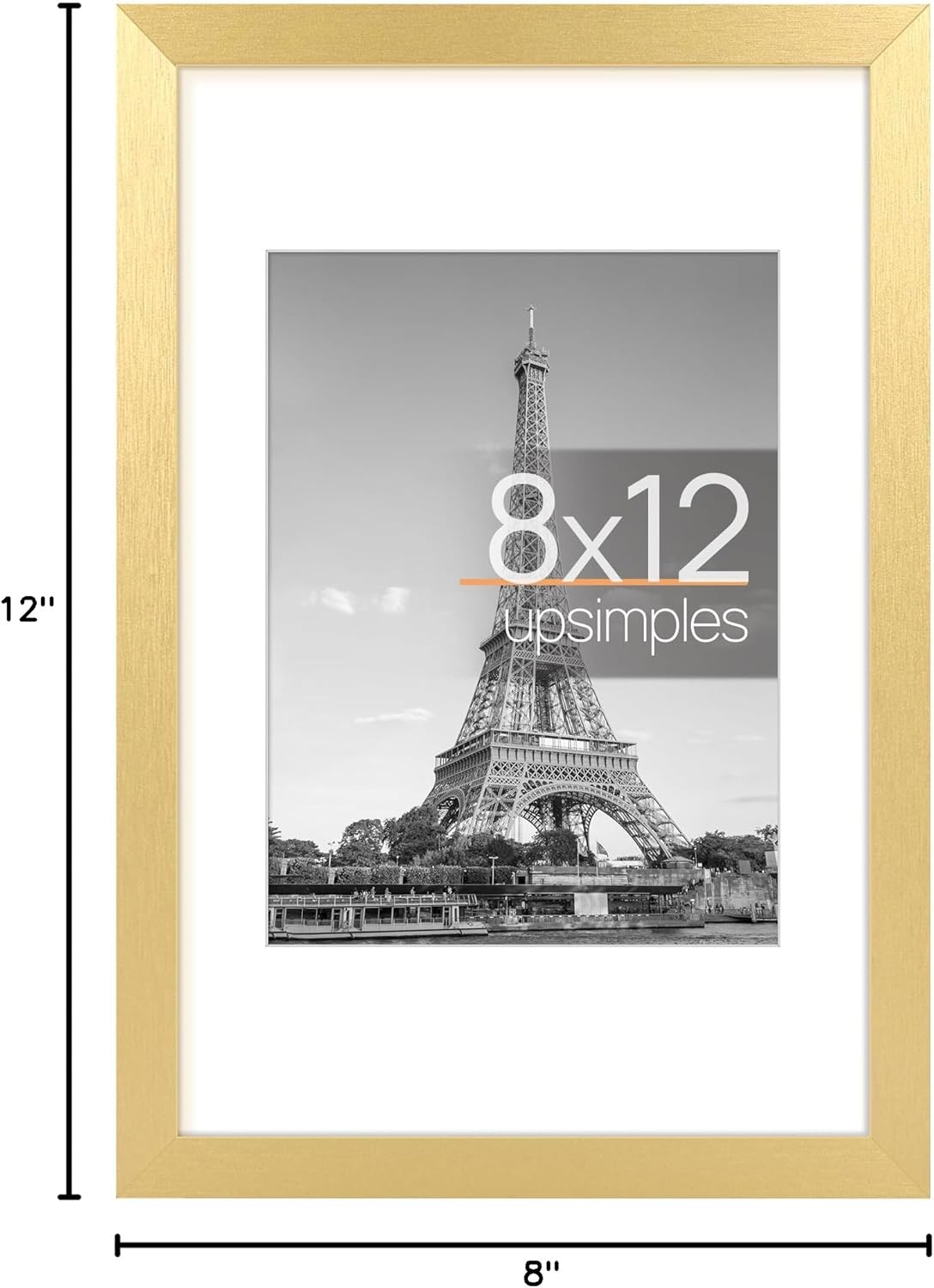 upsimples 8x10 Picture Frame, Display Pictures 5x7 with Mat or 8x10 Without Mat, Wall Hanging Photo Frame, Black, 1 Pack - Colors A