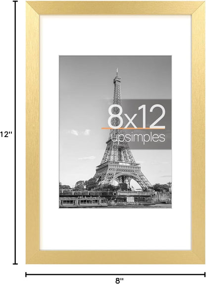 upsimples 8x10 Picture Frame, Display Pictures 5x7 with Mat or 8x10 Without Mat, Wall Hanging Photo Frame, Black, 1 Pack - Colors A