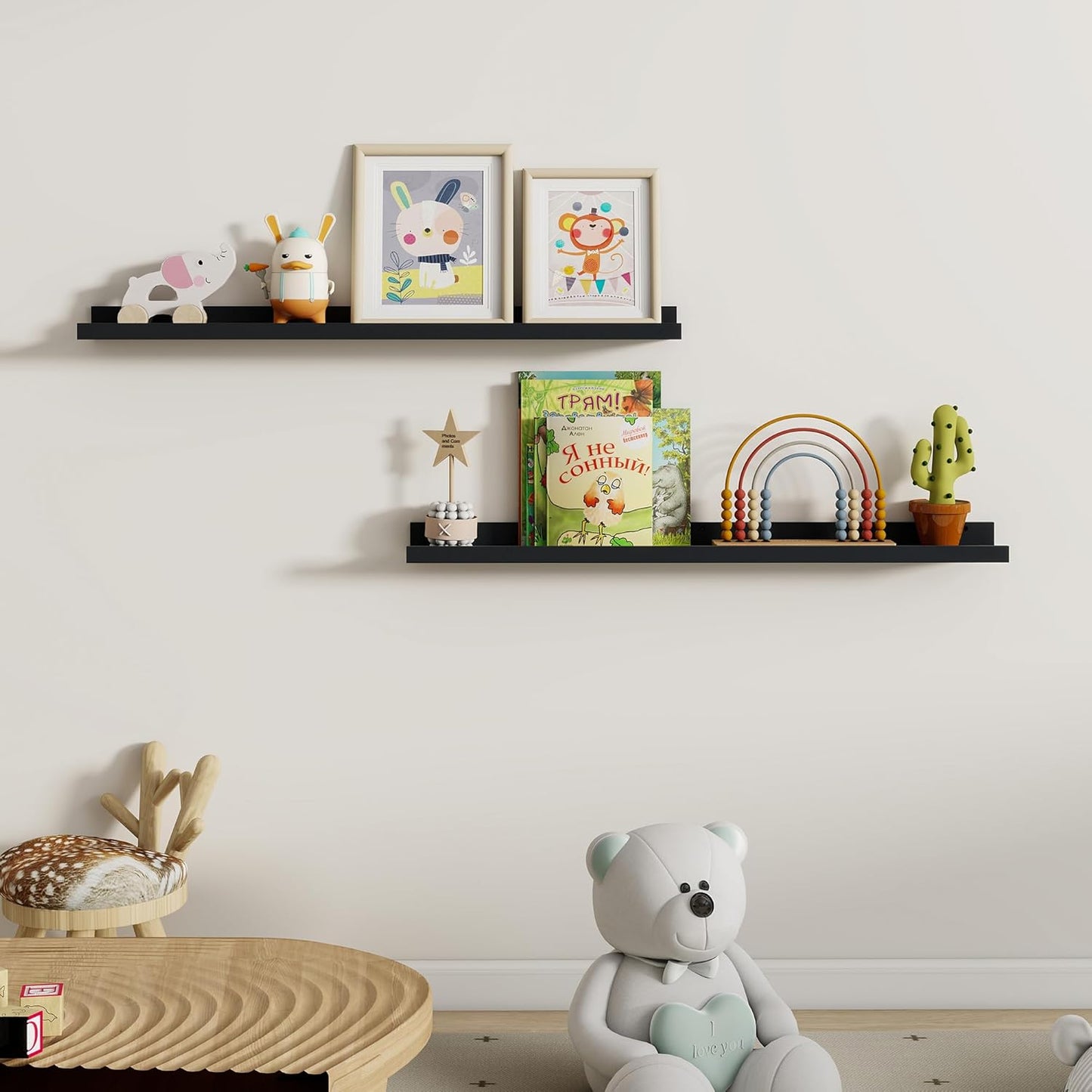 Dreamland Picture Ledge Shelf for Wall, Floating Shelves Set of 2, 48 Inch Long Floating Shelves with Lip for Living Room, Bedroom, Bathroom, Kitchen, White