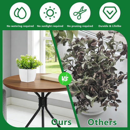 4pcs Fake Small Plants, Artificial Greenery Potted Plant for Home Office Decor, Small Faux Gray Grass Eucalyptus for Bathroom Plants Decoration, Mini Plant Potted Table Shelf Decoration