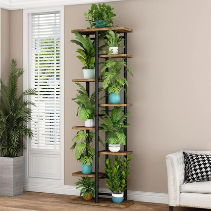 LINZINAR Plant Stand Indoor 4 Tier 5 Potted Multiple Plant Shelf Stands for Garden Corner Balcony Living Room Black
