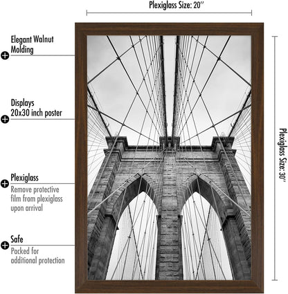 Americanflat 16x20 Picture Frame with Polished Plexiglass - Black Picture Frame - Wide Photo Frames Made of Engineered Wood for Vertical or Horizontal Wall Display - Epic Collection - Black - Colors C