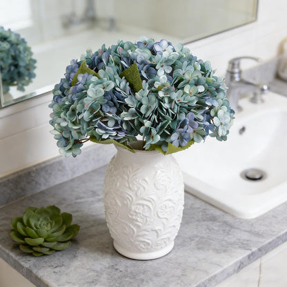 Kimura's Cabin 6pcs White Hydrangea Artificial Flowers Silk Fake Hydrangeas Faux Hydrangea Flowers with Stems for Wedding Bouquets Arrangement Home Table Centerpieces Baby Shower Party Decoration