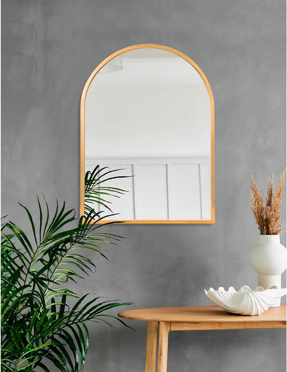 Black Arched Wall Mirror Aluminum Alloy Frame Bathroom Mirror Brushed Metal Vanity Wall Mounted Mirror for LivingRoom Bedroom Entryway Room Home Decor 16"x12"