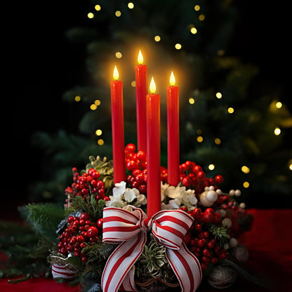 Homemory 6 Pcs Flameless Taper Candles with Remote, Timer, Dimmer, Ivory Battery Operated CandleSticks with Flickering Light, Plastic Led Window Candles, 9.6 Inches for Halloween Christmas Decoration