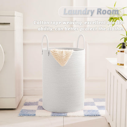 Artfeel Laundry Basket,Woven Cotton Rope Laundry Hamper,60L for Decor Storage of Dirty Clothes,Toys and Blankets in Bathroom,Baby Room and Living Room