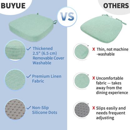 BUYUE Thickened 2.5" Friendly Woven Fabric Dining Chair Cushion, U-Shape High Density Foam Comfortable Chair Pad for Kitchen, Slip Resistant Indoor Seat Cushion (1 Piece, Dark Gray)
