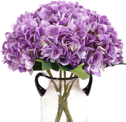 Kimura's Cabin 6pcs White Hydrangea Artificial Flowers Silk Fake Hydrangeas Faux Hydrangea Flowers with Stems for Wedding Bouquets Arrangement Home Table Centerpieces Baby Shower Party Decoration