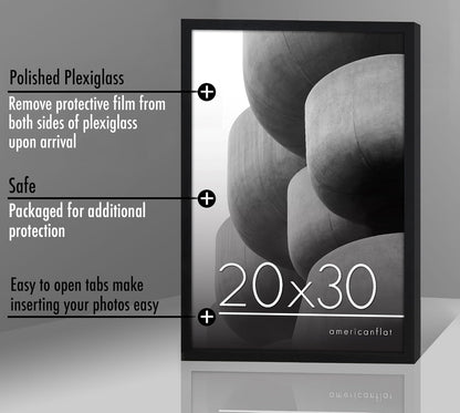 Americanflat 24x36 Poster Frame with Polished Plexiglass - Streamline Collection - Thin Border Picture Frame for Wall Display - Hanging Hardware Included - Black - Colors A