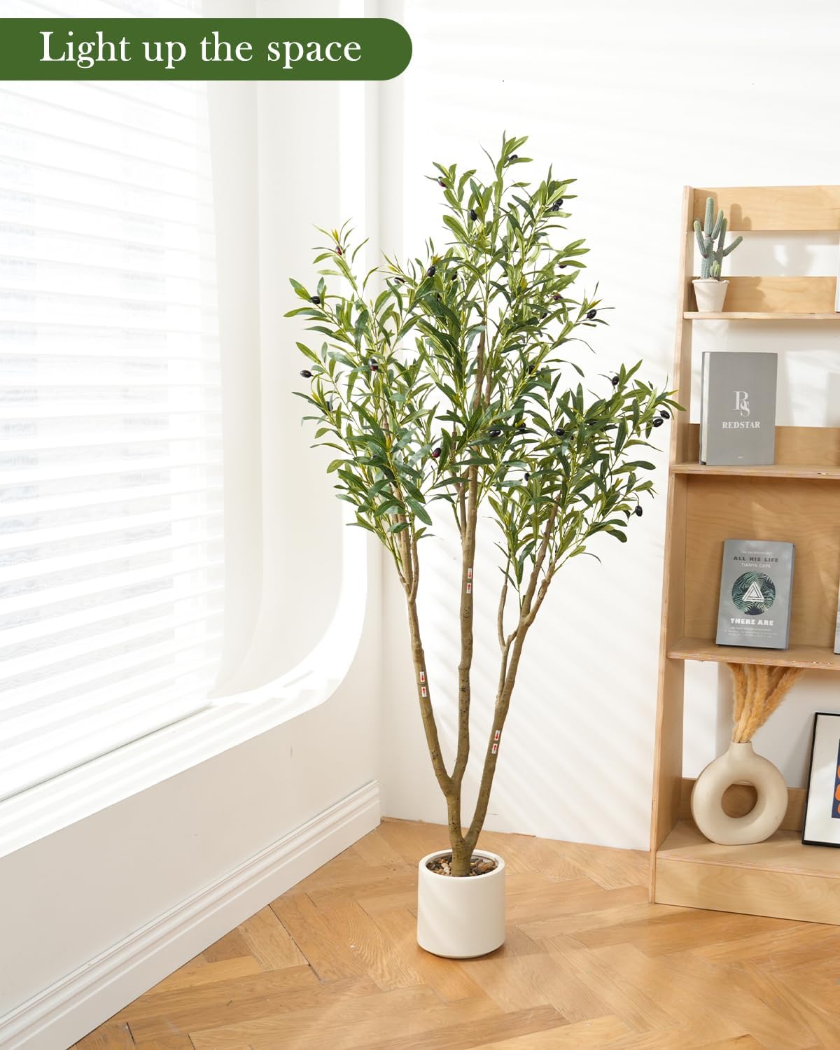 Olive Tree 6FT Fake Tree Faux Plants Indoor with Pot Artificial Tree Nearly Natural Olive Branches and Fruits for Living Room Home Office Decorations