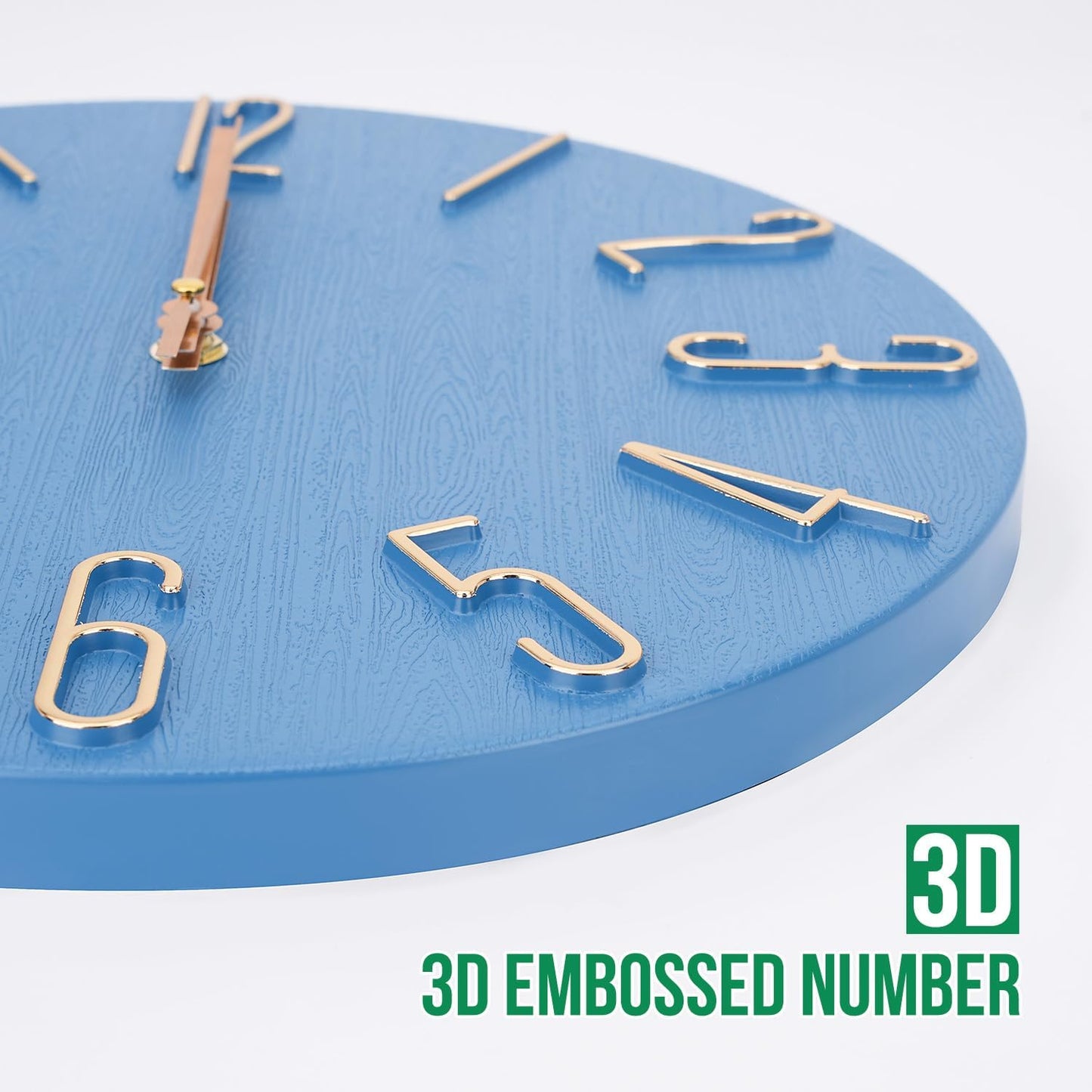 Wall Clock 12 Inch Silent Non-Ticking Imitation Wood Indoor Clock Round White Decor Clock Modern 3D Figures Quartz Wall Clocks for Home, Hotel, Office, School, Bedroom, Living Room, Kitchen