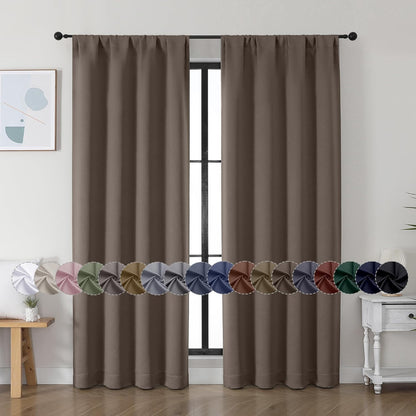 Simplebrand Ava Sage Green Blackout Curtains for Bedroom 63 Inch Length 2 Panels Set, Solid Thermal Insulated Energy Saving Rod Pocket Window Treatment Curtains Blackout Drapes, W40 x L63 Inch, Sage - Colors B