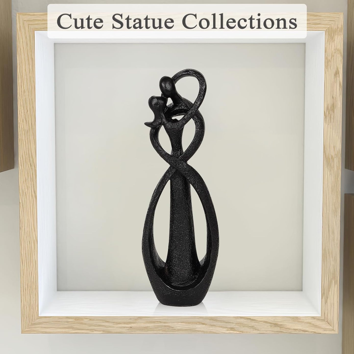 Trycooling Kissing Lovers Statue Abstract Sculpture Resin Statues for Home Decor Modern Home Office Desktop Shelf Bookshelf Decor (Sandstone, Small)
