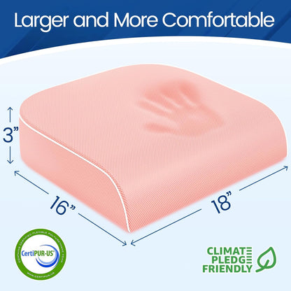 SweetSlubr Seat Cushion for Tailbone Pain Relief, Office Chair Cushion, Memory Foam Large Cushion with Non-Slip Cover for Soft Support at Office Chair, Car Seat, Airplane, Floor Pillow, Black/Large