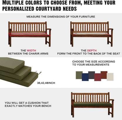 Outdoor Bench Cushion 48x18 Inch Waterproof with Memory Foam,Patio Bench Cushions for Outdoor/Indoor Furniture Porch Swing Cushion with Handle and Adjustable Strap,Navy Bule