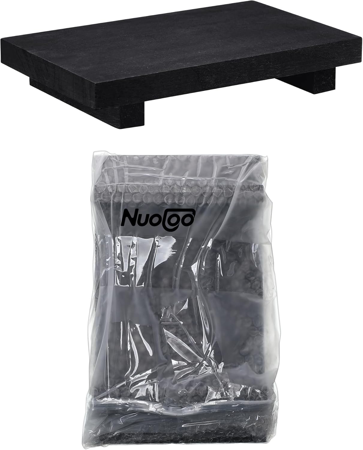 Nuogo Wood Riser Tray Soap, Stand Soap Tray for Kitchen Sink, Wood Pedestal for Kitchen Counter Sink Stand Decorative Rustic Bathroom Dishes Plant Bottles Candles Display(12 x 7 Inch,Brown)