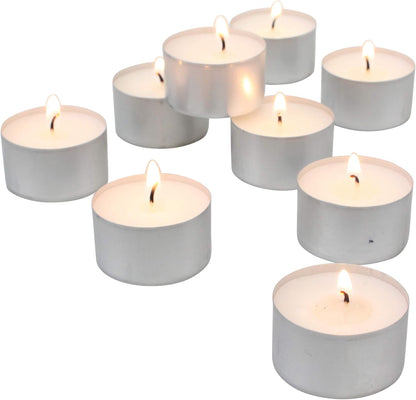 Stonebriar Unscented Long Burning White Tealight Candles, Bulk Pack, 6-7 Hour Burn Time, Smokeless Tealights for Parties, Weddings, Home, 100 Count