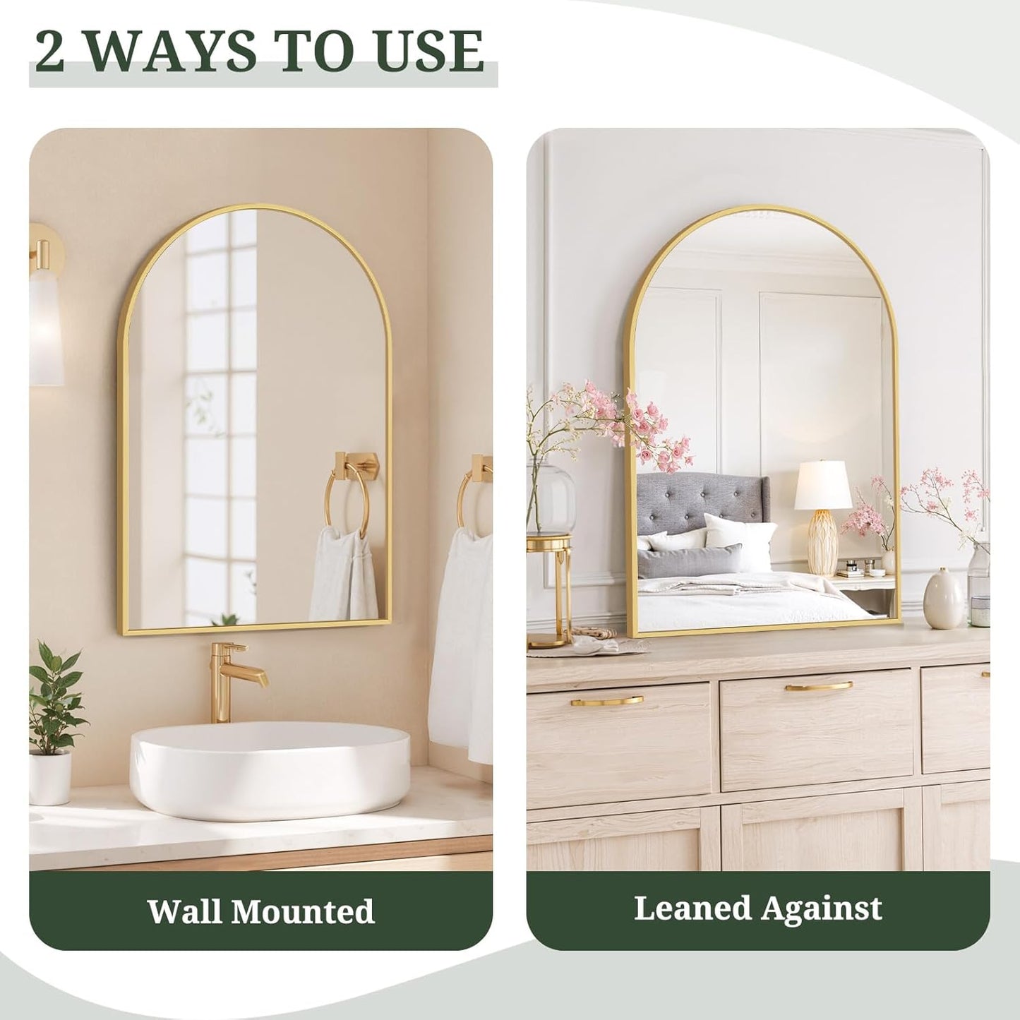 Round Wall Mirror 30 Inch Gold Vanity Mirror with Metal Frame, Modern Circle for Bathroom, Entryway, Bedroom, Living Room, Wall Mounted Decorative Mirrors