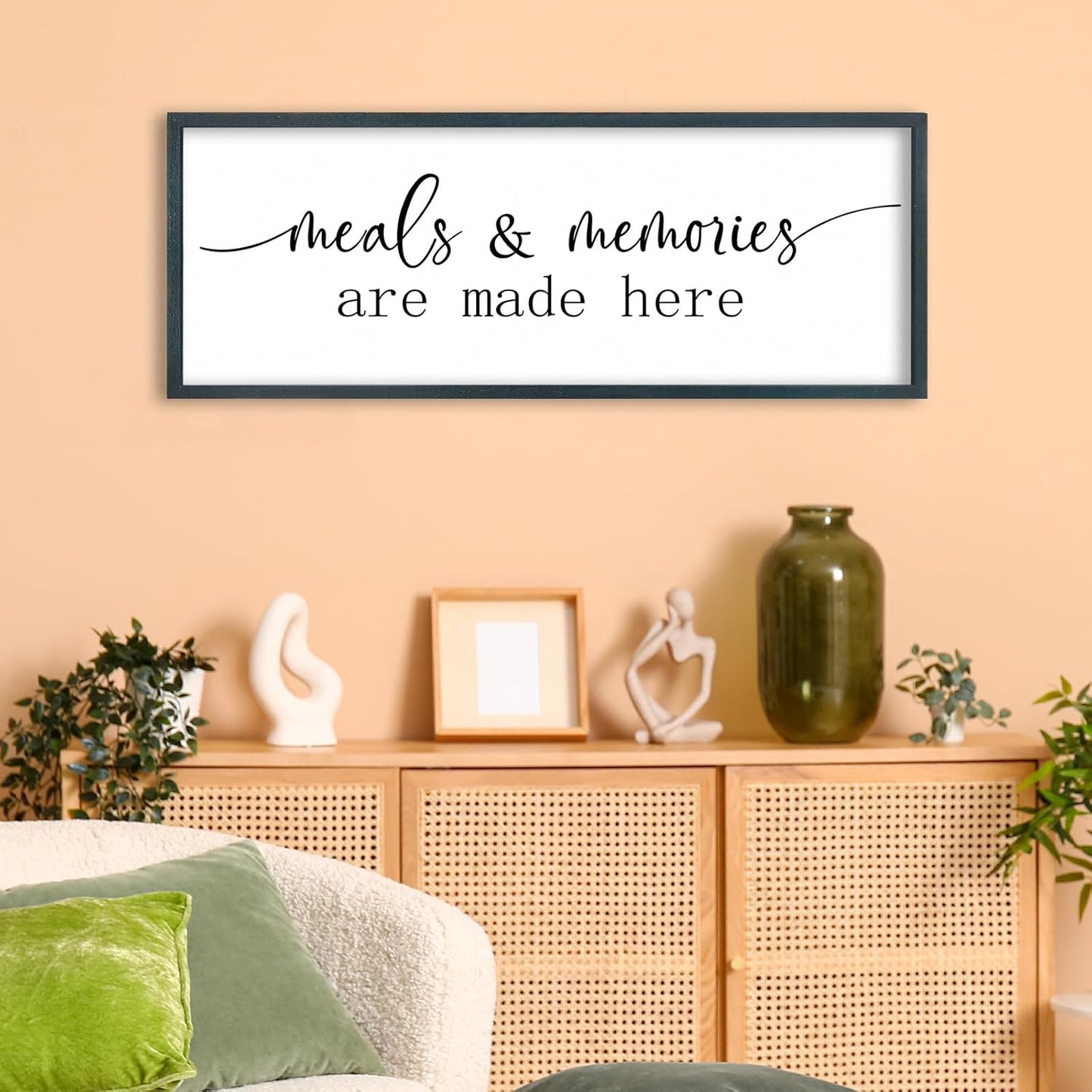 FZMHASLWW Gather Sign Wall Decor 32"×12" Large Wooden Framed for Dining Room Simple Home Kitchen Hanging Art (Wood)