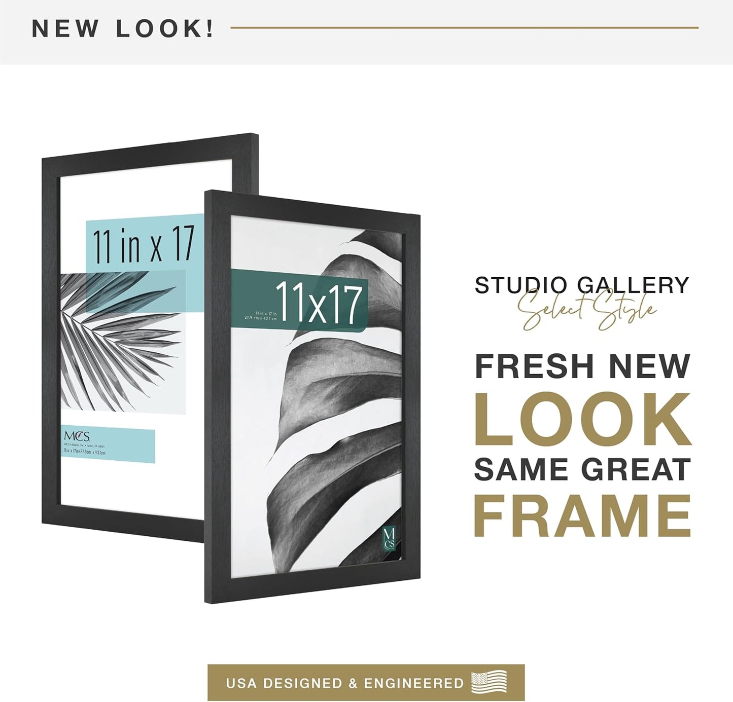 MCS Studio Gallery 16x24 Poster Frame Black Woodgrain Engineered Wood, Vertical & Horizontal Wall Hanging Large Picture Frame for Photos, Posters & Art Prints (1-Pack)
