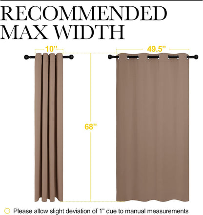 NICETOWN Halloween Pitch Black Solid Thermal Insulated Grommet Blackout Curtains/Drapes for Bedroom Window (2 Panels, 42 inches Wide by 63 inches Long, Black) - Colors D