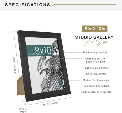 MCS Studio Gallery 16x24 Poster Frame Black Woodgrain Engineered Wood, Vertical & Horizontal Wall Hanging Large Picture Frame for Photos, Posters & Art Prints (1-Pack)