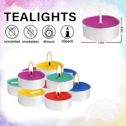 Rose Scented Candle Tealight Candles in Clear Cup, 8 Hours Consistent Smkless Clean Burning, Great for Valentine's Day Holiday, Wedding, Spa, Emergency and Home Decoration（Pink，50 Pack）