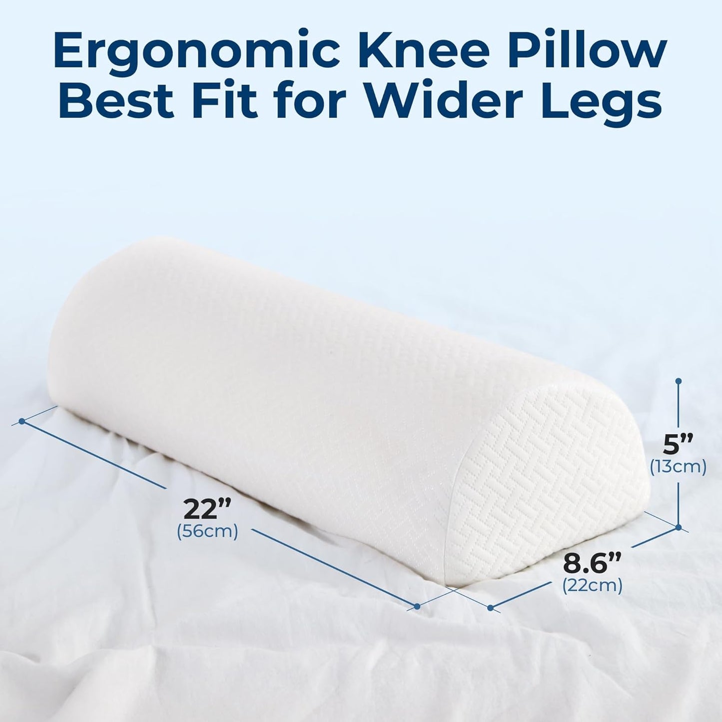 5 STARS UNITED Knee Pillow for Back Sleeping – Half Moon Bolster Pillow for Legs, Under Knee Pillow for Sleeping on Back, Memory Foam Leg Pillow for Back Pain, White