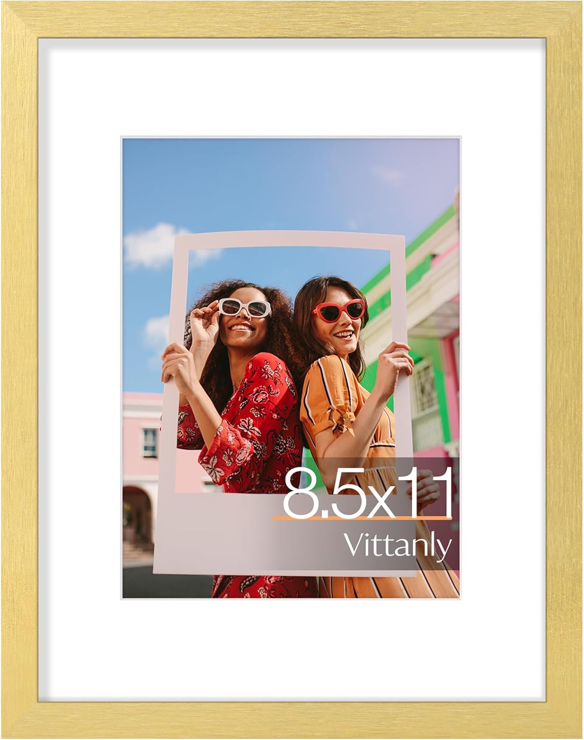 Vittanly 11x14 Picture Frame, Display Pictures 8x10 with Mat or 11x14 without Mat, Photo Frame for Wall Mounting, Black, 1 Pack - Colors A