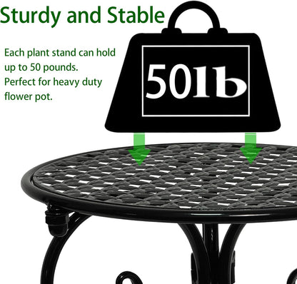 NAKUPE Plant Stand Indoor & Outdoor Flower Pot Stand 17" Tall Metal Plant Table,Single Planter Holder for Patio, Porch, Corner, Garden Decor, Balcony, Black(1 Pack)